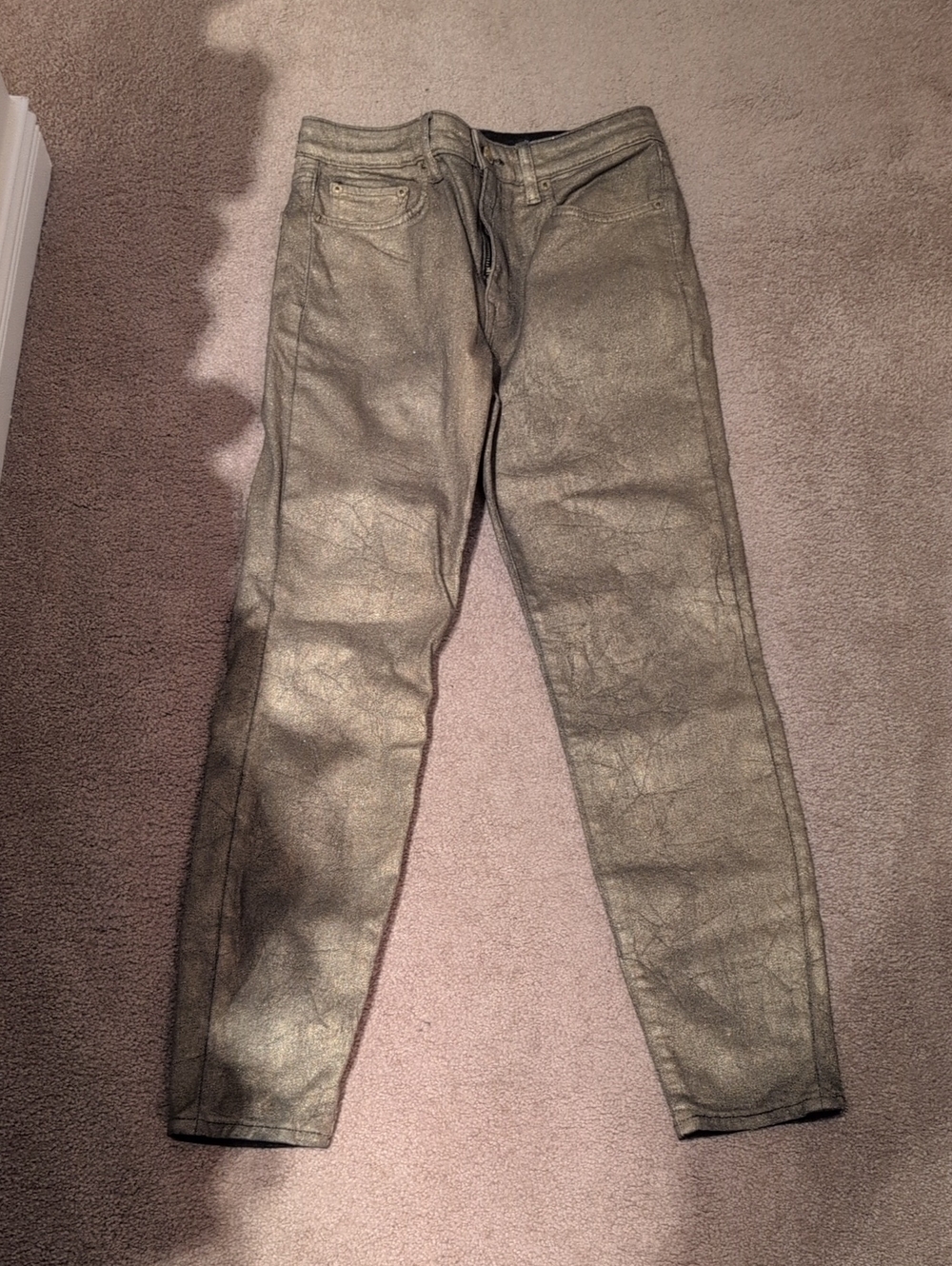 Ralph Lauren Shimmery Gold Metallic Jeans
